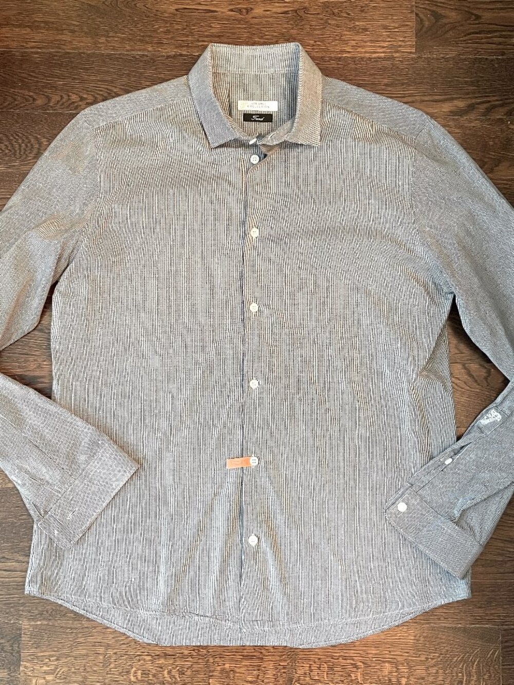 Versace Collection Trend Mens Cotton Dress Shirt Black & White Sz 42